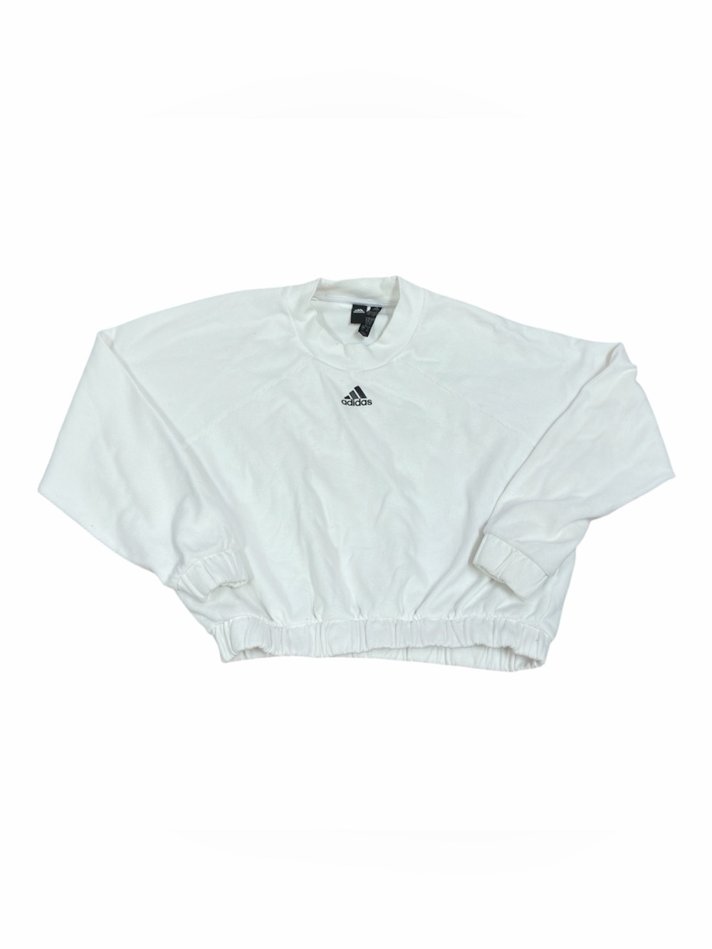 adidas White Women's Cropped Crewneck Sweatshirt with Logo
